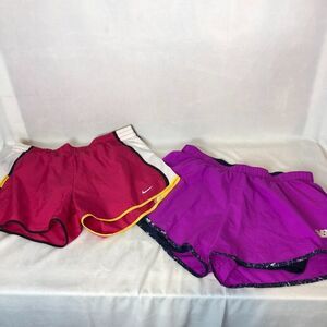 Nike/New Balance  Lot of 2 Womens Dri Fit Lined Running Shorts Size S         AW